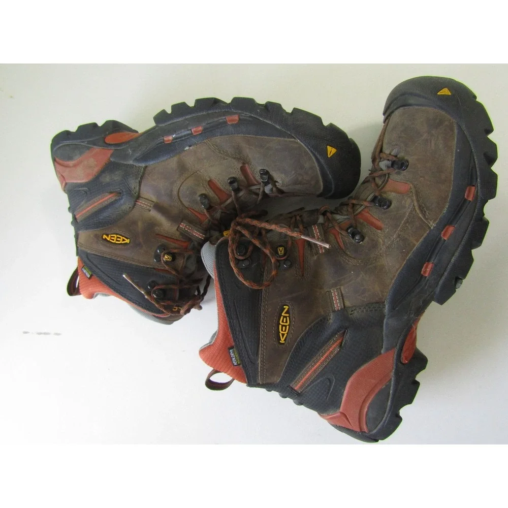 KEEN Waterproof Hiking Boots Men's Brown Leather Utility Outdoor Size‎ 14D